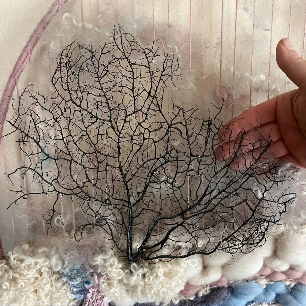 Wool Hand‎ Spun Fiber Mixed Media Wall Hanging Mohair Dream Catcher Boho Cottage
